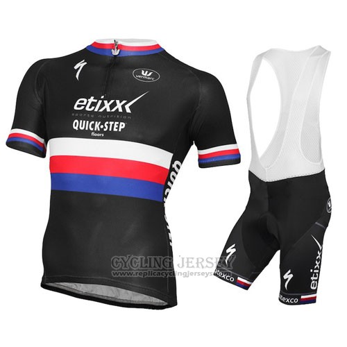 2015 Cycling Jersey UCI World Champion Lider Quick Step Black Short Sleeve and Bib Short